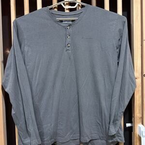 Columbia Henley TShirt Mens XXL Gray Pullover Long Sleeve Omni Wick Cotton Blend